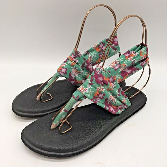Sanuk Yoga Sling 2 Sandals Women's 8 Multicolor Toe-Post Comfort Flats 1015891 - Picture 4 of 11